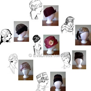 1928 Set of Seven Hats Pattern by EvaDress