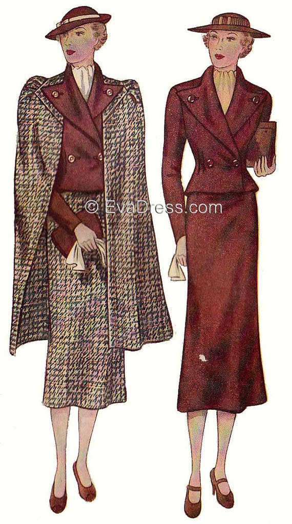 1936 Three-Piece Ensemble E-PATTERN by EvaDress!