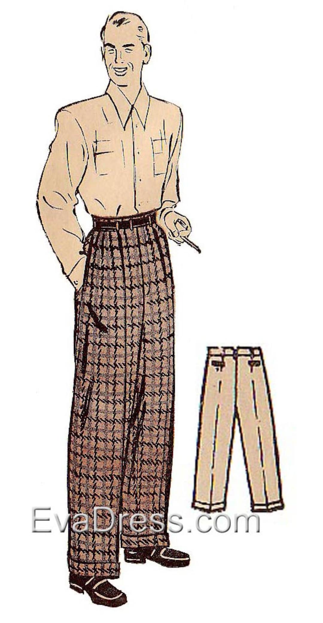 1940's Men's Wide Leg Trousers 38 to 44 - Etsy