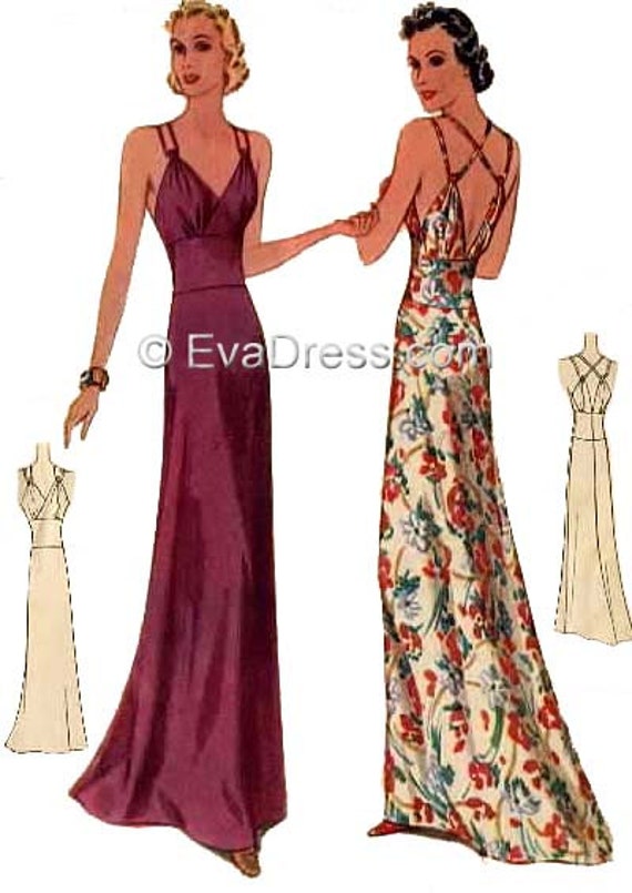 1939 Evening Gown DIGITAL PATTERN Set A by Evadress - Etsy 1939 Evening Gown DIGITAL PATTERN Set A by Evadress - Etsy