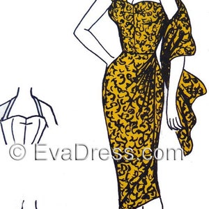 1960&#39;s Sarong EvaDress Multi-size Pattern