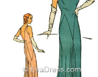 1931 Evening Gown (petite) DIGITAL PATTERN Size A by EvaDress