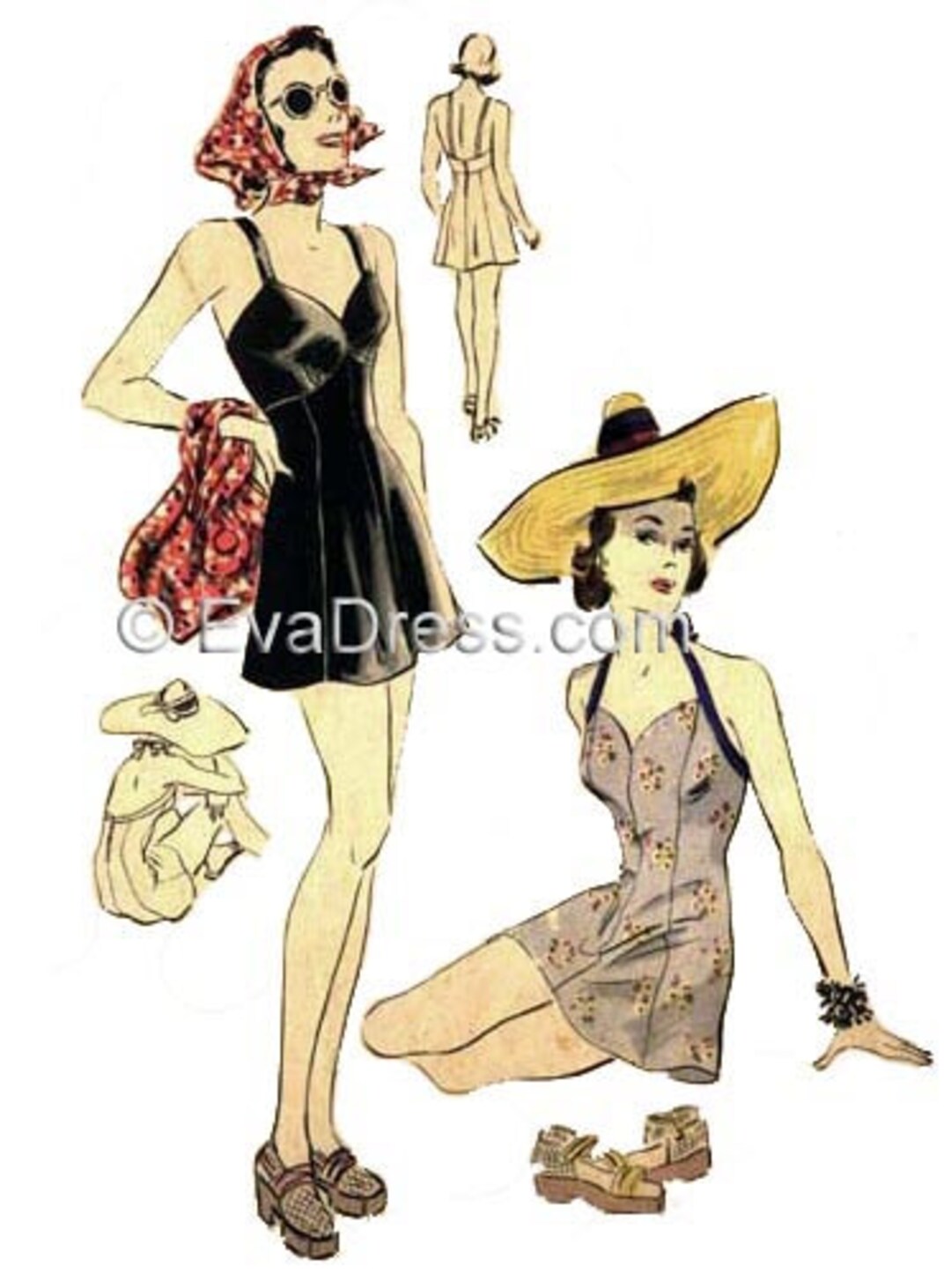 Vintage Lingerie Sewing Pattern / 1930s Slip Dress & Tap Shorts