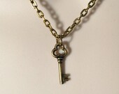 Submissive Collar Original Design Antiqued Gold, Brass, or Bronze Key Keyholder Mistress FemDom Goddess chain necklace, choice of keys