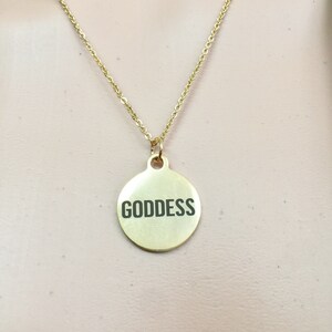 18kt gold plated stainless steel chain Gold Plated Stainless Steel GODDESS charm wedding bridal shower jewelry necklace princess diva queen