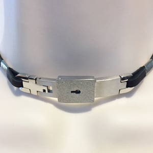 Original Steel 1/4&quot; Leather choker locked lock locking w/key symbolic elegant jewelry unisex nonbinary punk goth locking public day collar