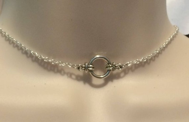 A Submissive Collar Original Design day collar choker Silver Rope Bondage Ring of O chain Day Choker for BDSM subslave