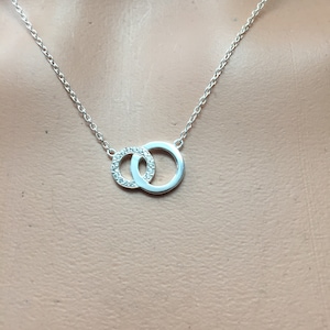 delicate connected open circles 925 Sterling Silver Double O Ring of O 16-18&quot; adjustable necklace mother daughter sisters