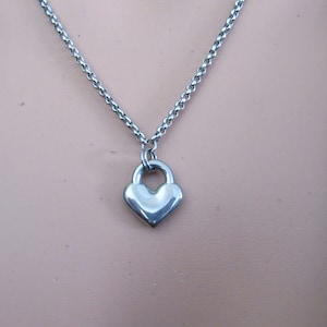 Original ALL stainless steel chain solid steel faux padlock heart silver necklaces for women unisex men nonbinary dainty secret love