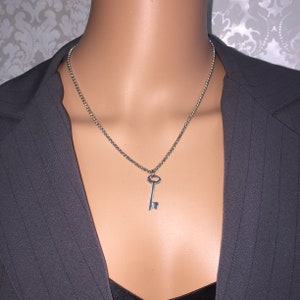 all stainless steel key keyholder charm symbolic necklace minimalist non binary unisex jewelry wedding bridal friendship queen diva princess