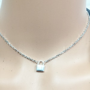 Original dainty 925 sterling silver faux lock & 925 Italian silver chain symbolic necklace jewelry unisex nonbinary keyholder goddess queen