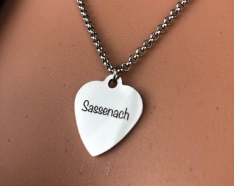 Original Stainless Steel SASSENACH heart pendant choker necklace Outlander fans Jaime Claire Scottish necklace unisex nonbinary
