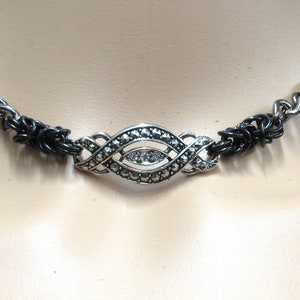 Vintage stainless steel Cuban chain black Byzantine chain mail infinity vintage Original 11-21-23 statement fashion accessory chunky chain