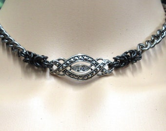 Vintage stainless steel Cuban chain black Byzantine chain mail infinity vintage Original 11-21-23 statement fashion accessory chunky chain