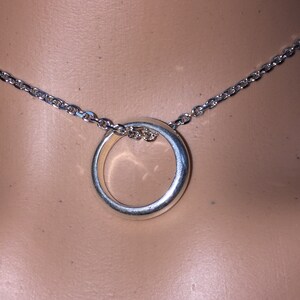open circle Original choker 4mm wide solid 925 sterling silver Infinity O Ring eternity circle & stainless steel chain minimal necklace