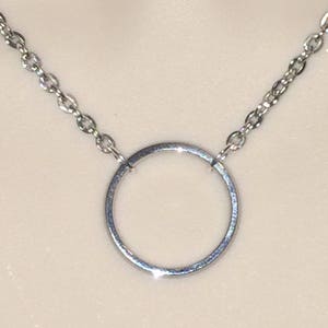 open circle dainty necklace for women men nonbinary Choker O Ring Textured brushed Stainless Steel O Ring of O Chain eternity circle