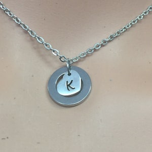 Original steel O Ring of O K Initial Heart tag choker name necklace