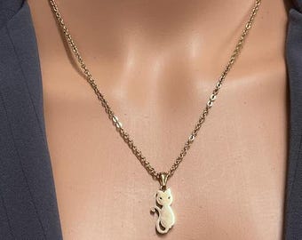 Rose Gold Stainless Steel Kitten Necklace, Cat Lover Jewelry