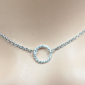 open circle minimal womens necklace handmade 925 sterling silver twisted rope O ring of O choker OOAK minimalist statement jewelry