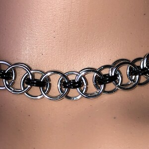 necklace for women men nonbinary Original double O ring chain mail stainless steel and black hand weave choker necklace elegant jewelry