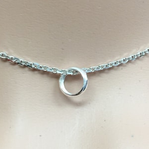 unisex dainty boho minimalist minimal open circle 925 Italian sterling silver mini O Ring of O eternity circle necklace silver jewelry