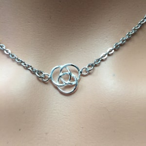 Original 925 stamped sterling Silver Celtic Infinity Trinity trio circles Shibari minimalist symbolic necklace jewelry unisex nonbinary