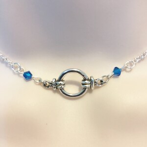 Original Silver Plated Rope O Ring of O chain w/4mm Swarovski crystal OOAK minimalist statement symbolic necklace