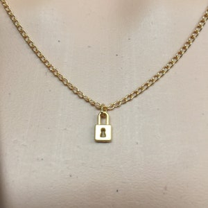 Keyholder Key Holder Lock and Key 24kt gold filled faux lock pendant symbolic modern minimalist jewelry gift for her womens necklace