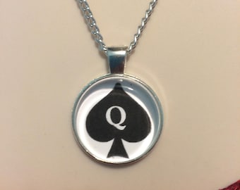 QOS Queen of Spades Hotwife BBC black and white poker hidden message symbolism pendant 12mm 15mm 1 inch pendant choices