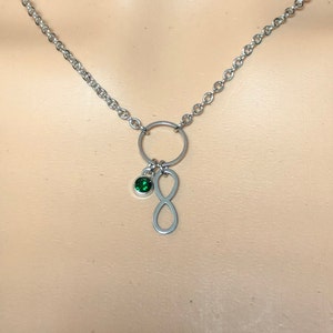 Original stainless steel Mini O ring of O and steel infinity choker necklace w/glass bead minimalist symbolic necklace jewelry
