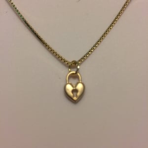 dainty mini 24kt gold filled faux heart lock Sterling over gold box chain minimalist symbolic mother daughter sister friend keyholder