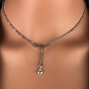stainless steel chain 925 sterling silver micro mini infinity & sterling silver 3D heart lariat Y dainty delicate minimalist necklace
