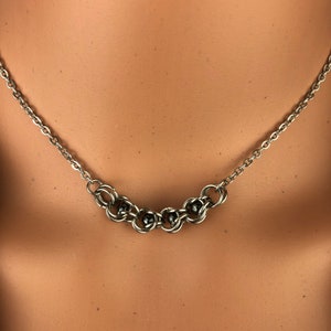 All Stainless Steel chainmaille chain mail 4mm hematite captured bead modern minimalist fashion jewelry