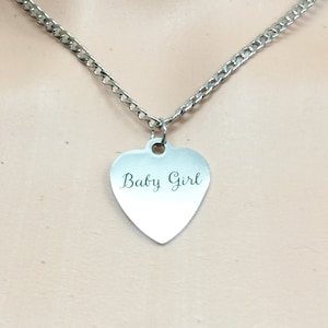 Original choker Stainless Steel BABYGIRL Baby girl heart charm chain necklace mother daughter sister symbolic necklace elegant jewelry