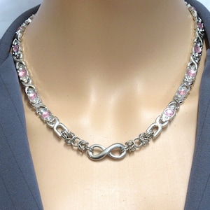 Infinity stainless steel Celtic chainmail with stunning steel crystal accent chains original 2-24 nonbinary unisex modern elegant jewelry