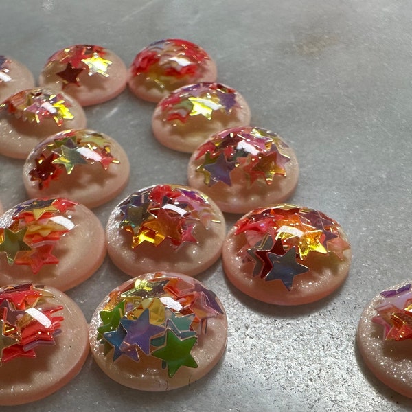 413pcs- 12mm Mixed Star Paillette Glitter Resin Cabochon-wholesale-store closing-closeout