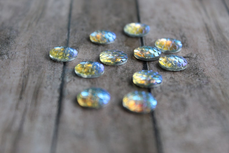 10mm Clear AB Scale Resin Cabochon