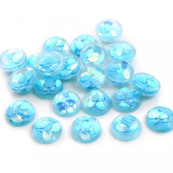 180pcs-12mm Blue Horse Eye Paillette Resin Cabochon--wholesale-store closing-closeout