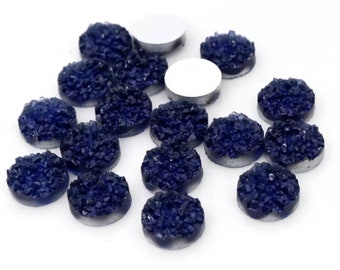 201 pcs-  10mm Sapphire Crystal Resin Druzy Cabochon- wholesale-closeout-store closing