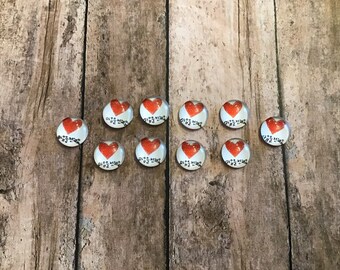 22pcs- Red Heart Glass Cabochon-wholesale-store closing-closeout