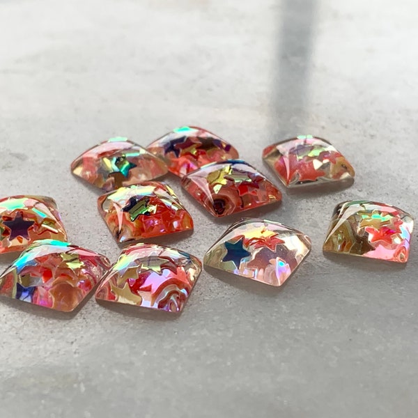 148pcs-10x10mm Star Paillette Resin Cabochon--wholesale-store closing-closeout