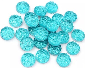 180pcs - Cabochon Druzy en résine cristal bleu 10 mm-vente en gros-liquidation-fermeture du magasin