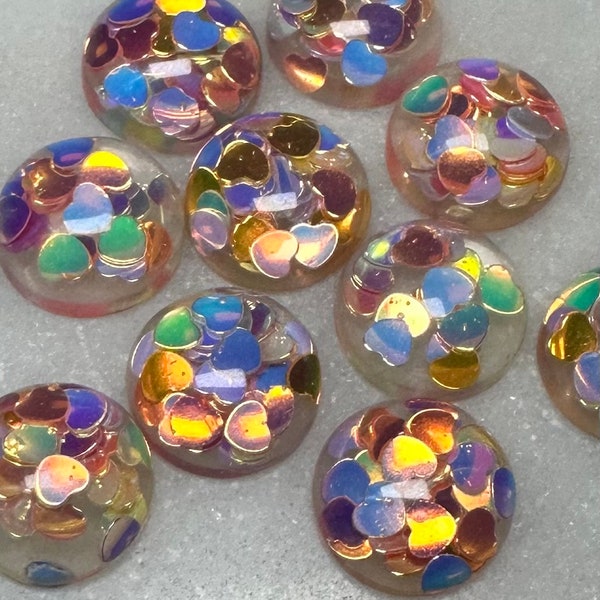 273pcs-12mm Mixed Heart Paillette Resin Cabochon-Wholesale-Store Closing-Closeout