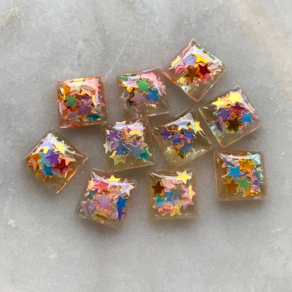 150pcs-12x12mm Star Paillette Resin Cabochon--wholesale-store closing-closeout