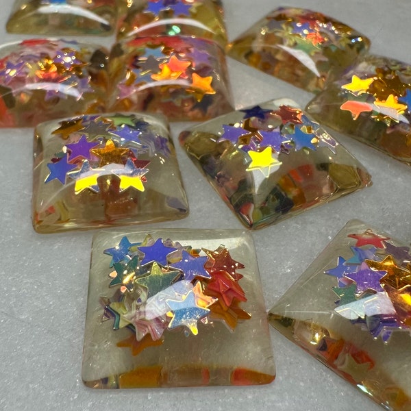 101pcs-16x16mm Clear Paillette Resin Square Cabochon-Store closing-closeout-wholesale