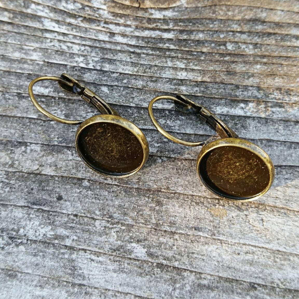 12mm Antique Bronze French Earring Setting Etsy