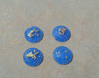 140pcs-12mm Blue Gold Flake Resin Cabochon--wholesale-store closing-closeout