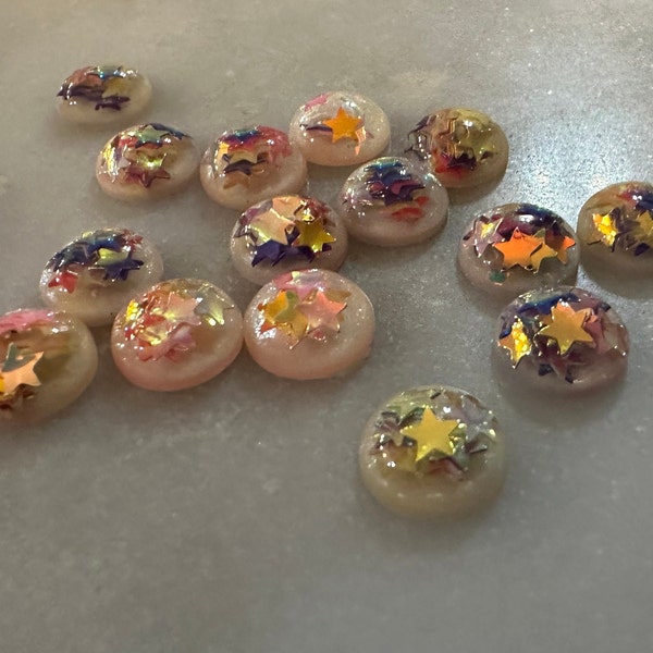 500pcs- 10mm Star Glitter Paillette Resin Cabochon-Wholesale-Store Closing-Closeout