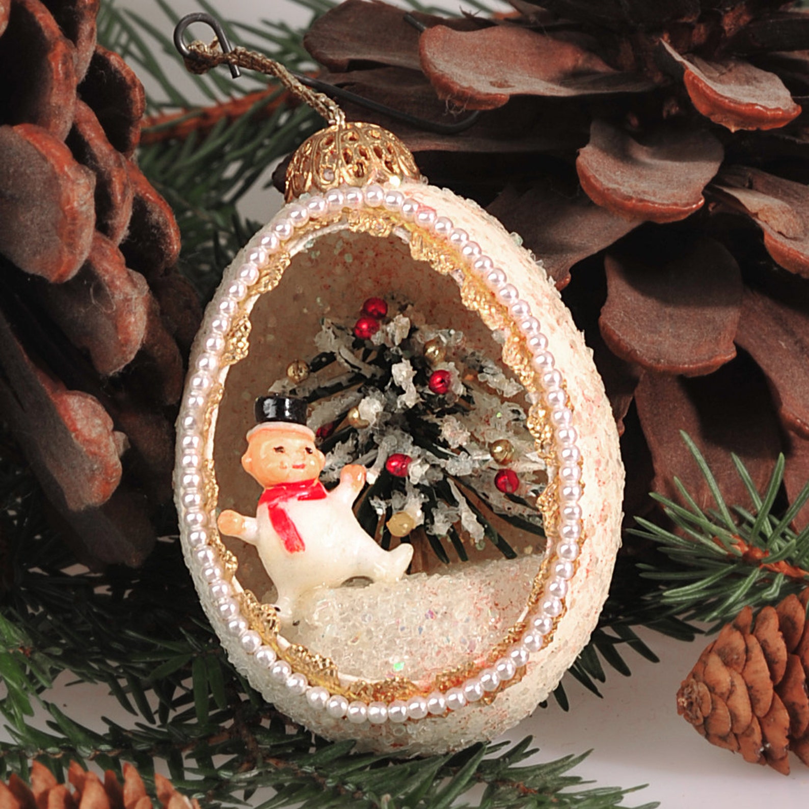 Vintage Christmas Ornaments Egg Shell Diorama Handmade Etsy