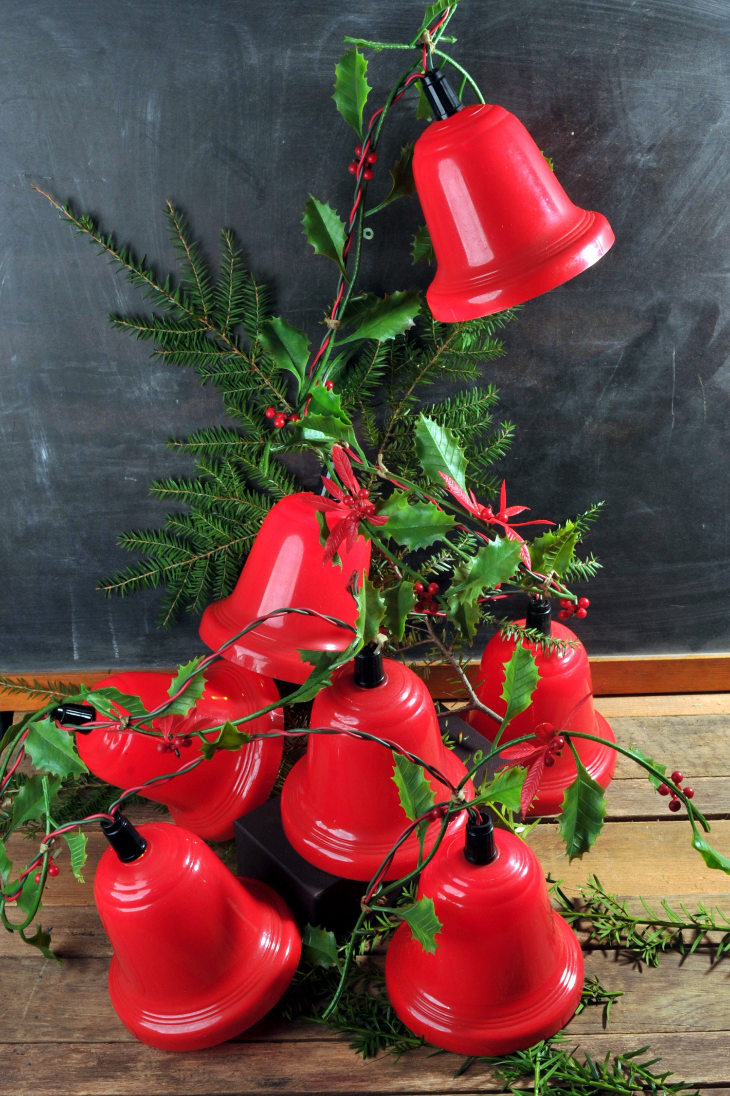 Vintage Red Plastic Bell Vintage Christmas Lighting